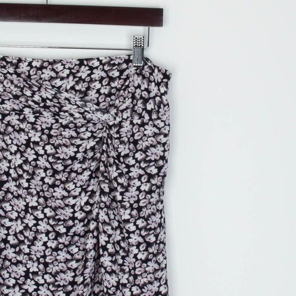 Abercrombie & Fitch Womens Floral Twist High Slit Midi Skirt Size L Dainty Fairy - Picture 2 of 8